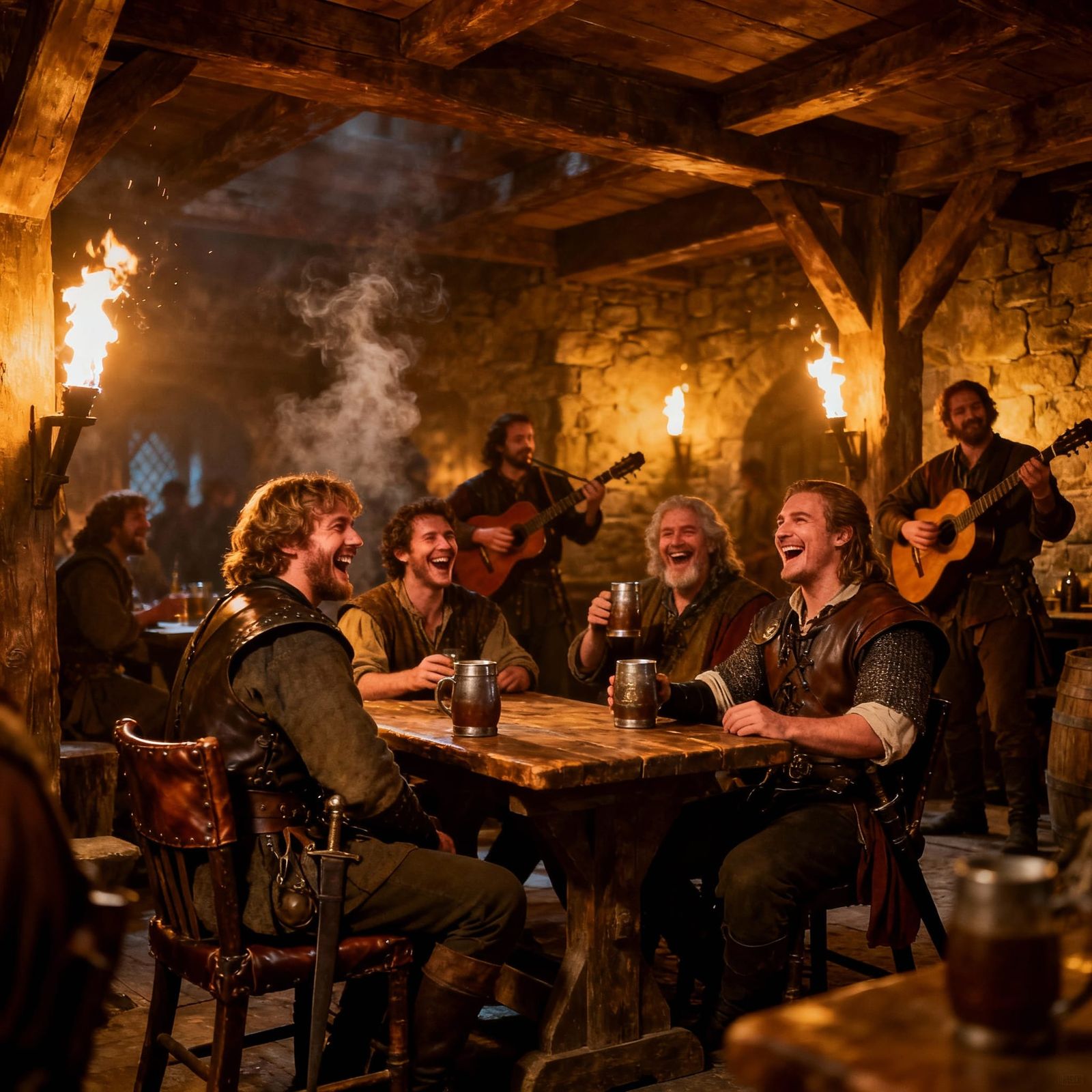 Medieval Tavern Scene: Cinematic Film Still
