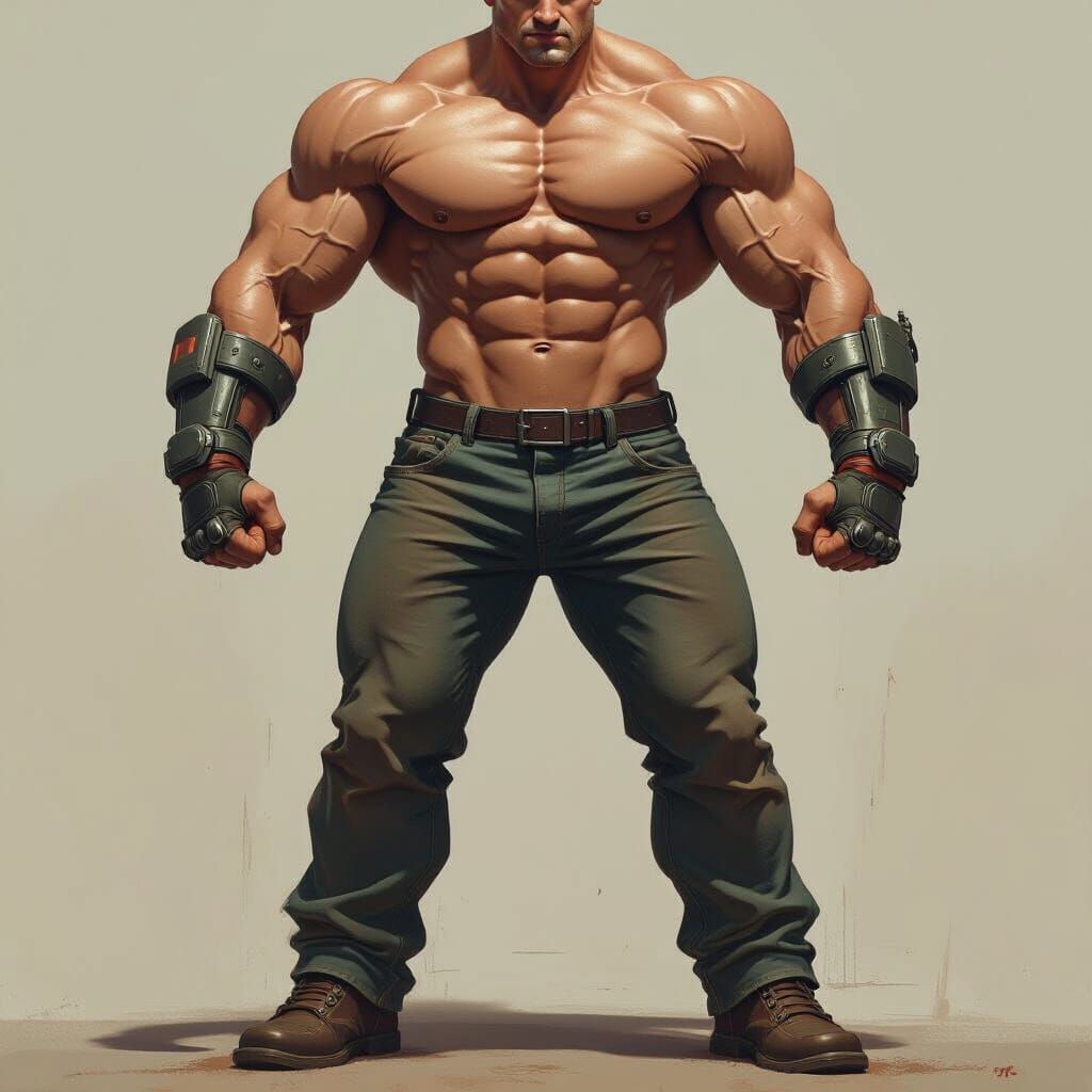 Cyberpunk Inspired Four-Armed Man