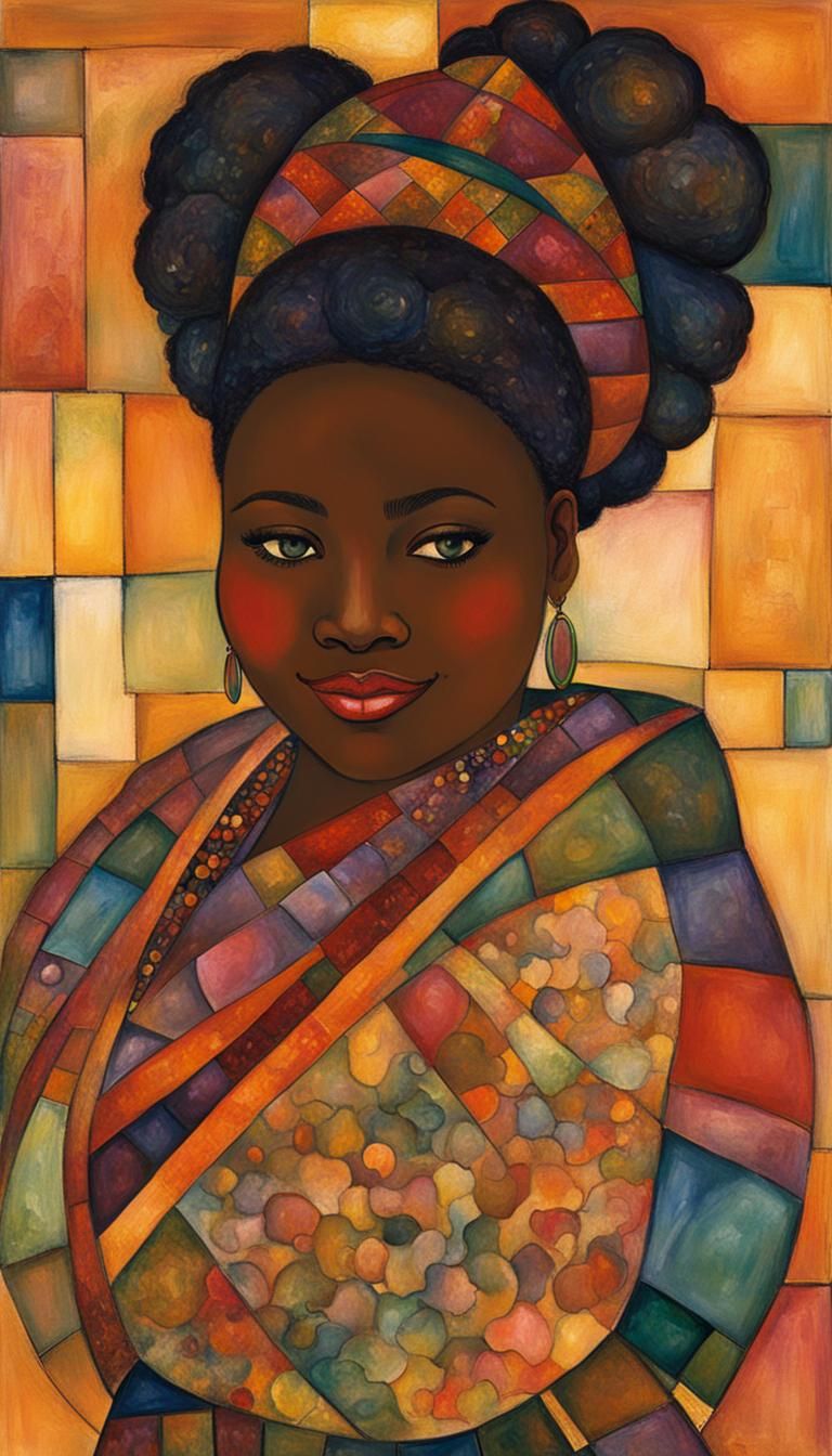 Smiling Girl Portrait in Surreal Expressionist Style