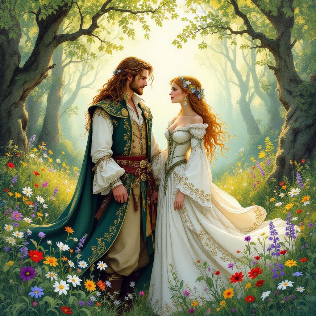 Thumbelina and Swallow in Whimsical Forest