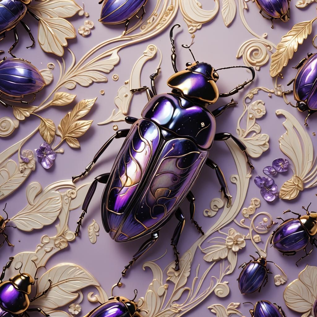 Porcelain Beetle with Iridescent Sheen