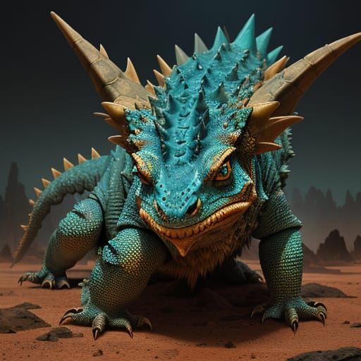 Fantasy Desert Beast with Amber Eyes in Earthy Tones