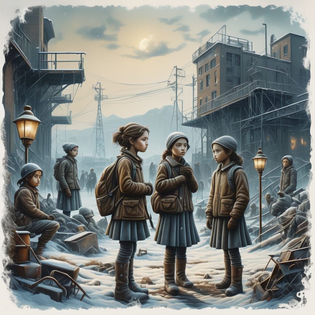 Ethereal Girls Await in Haunting Surreal Landscape