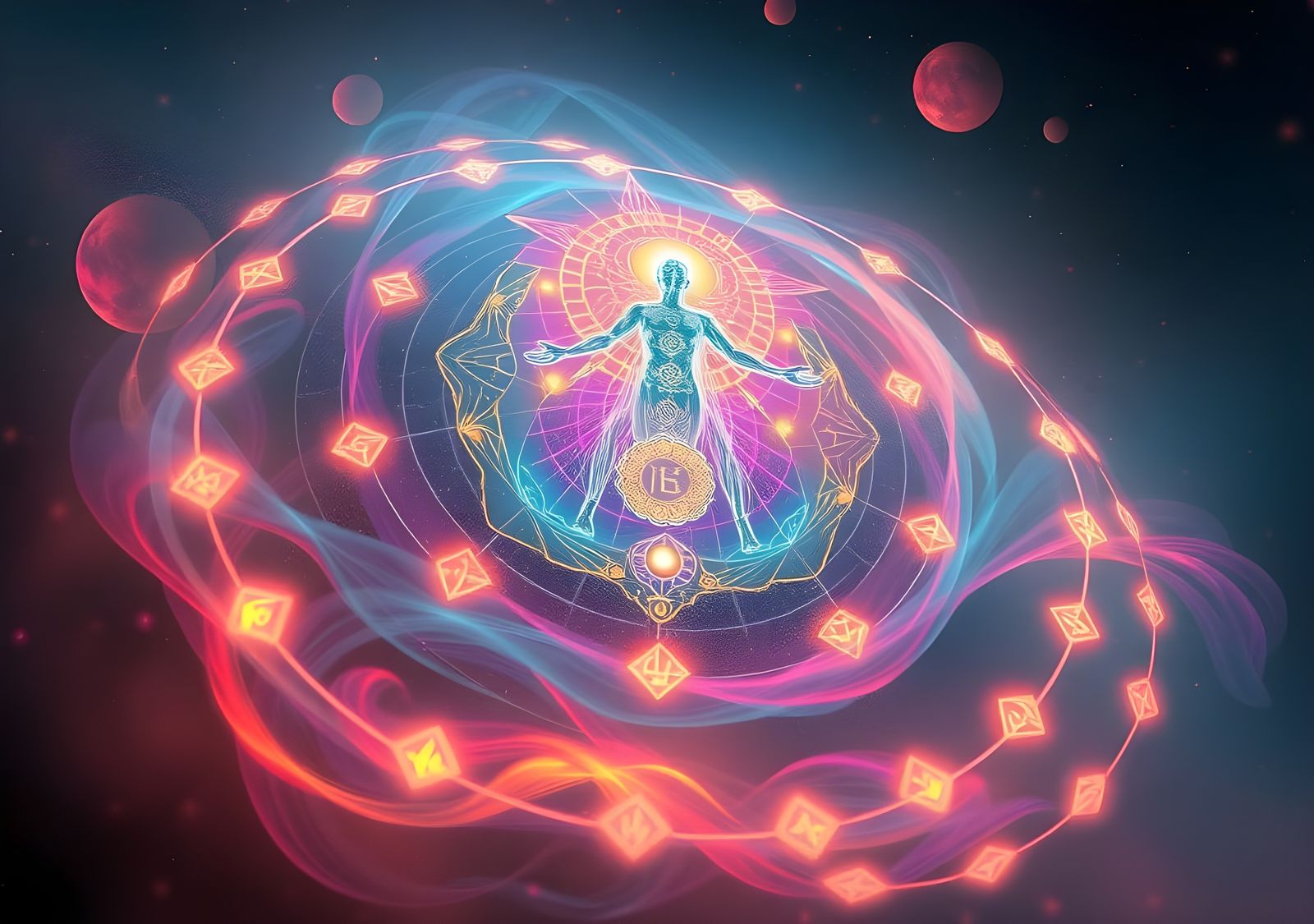 Abstract Chakras and Kundalini Energy in 8K