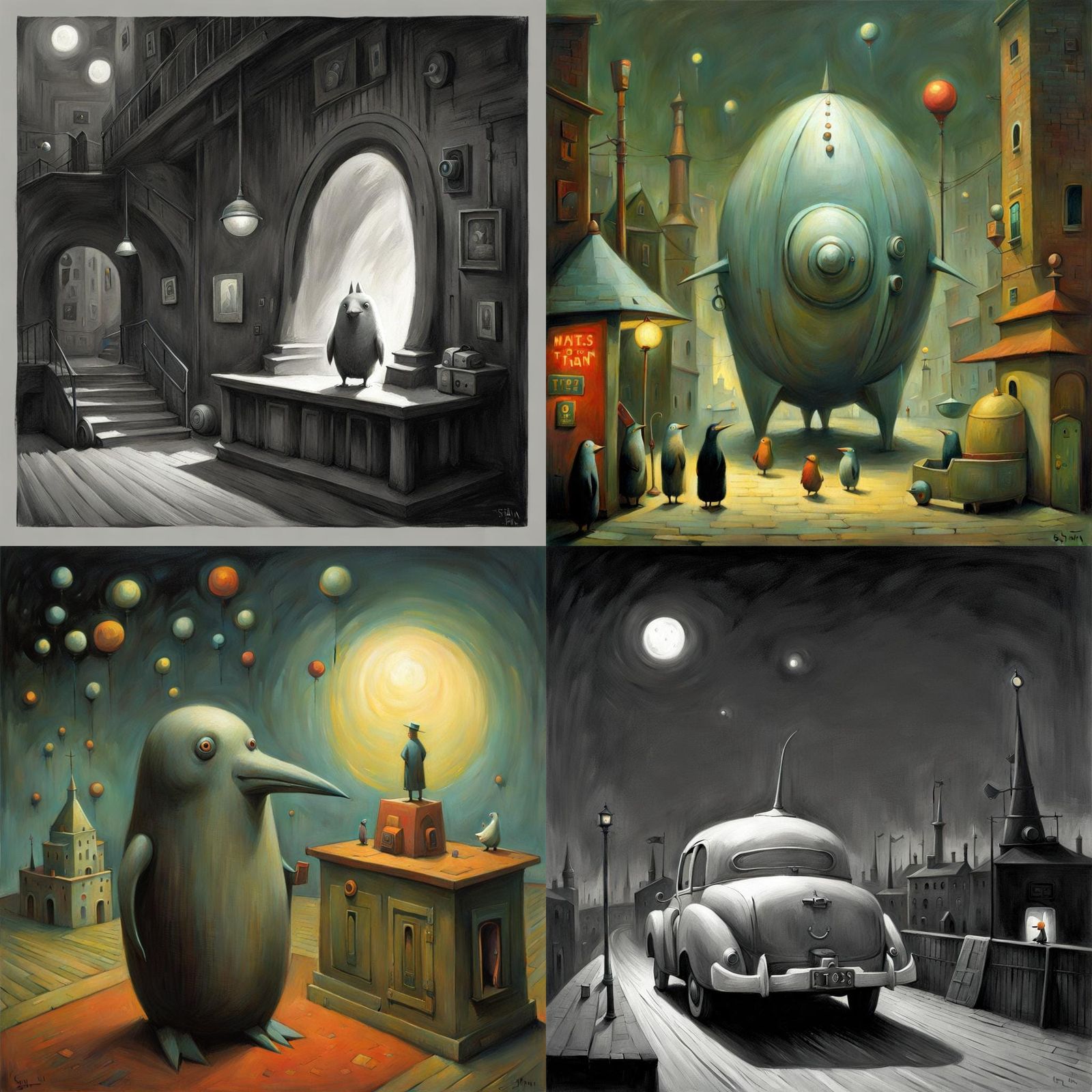 Surrealist Dreamscape in Shaun Tan Style