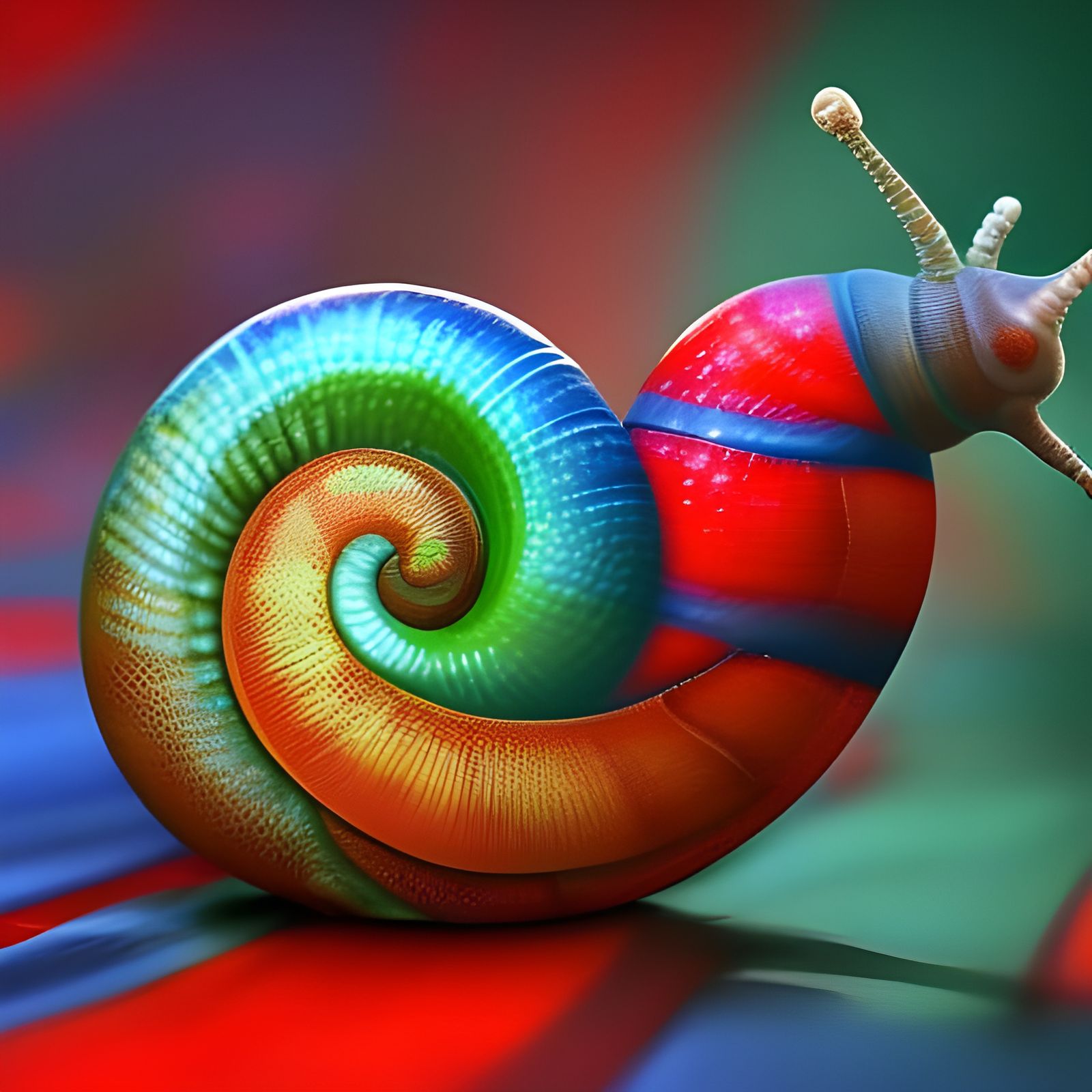 Checkered Snail in Space: Hyperrealistic 4K Rendering