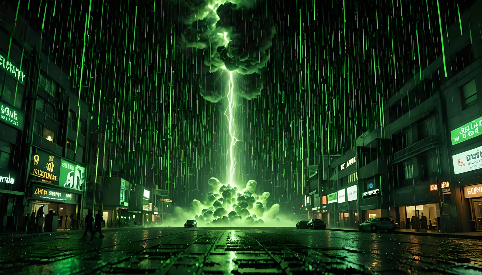 Matrix Nuclear Explosion in Digital Rain Style