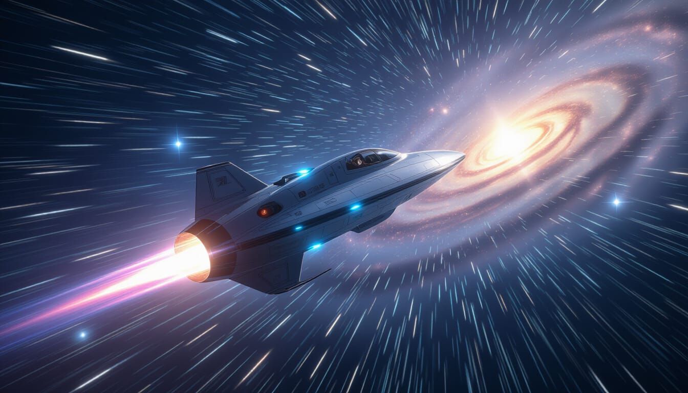 Faster Than Light Spaceship Journey Through Stars