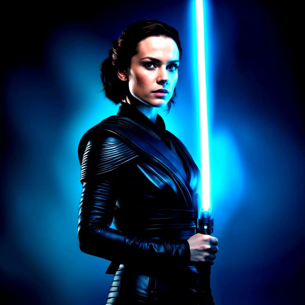 Woman in Sith Robe with Lightsaber, Comic Book Art