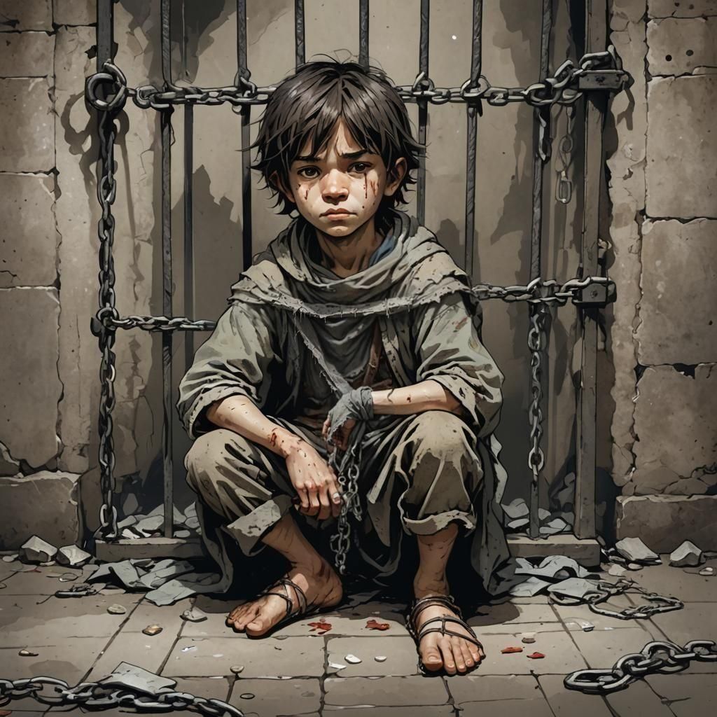 Figure in Rags: Dungeon Scene in DnD Art Style