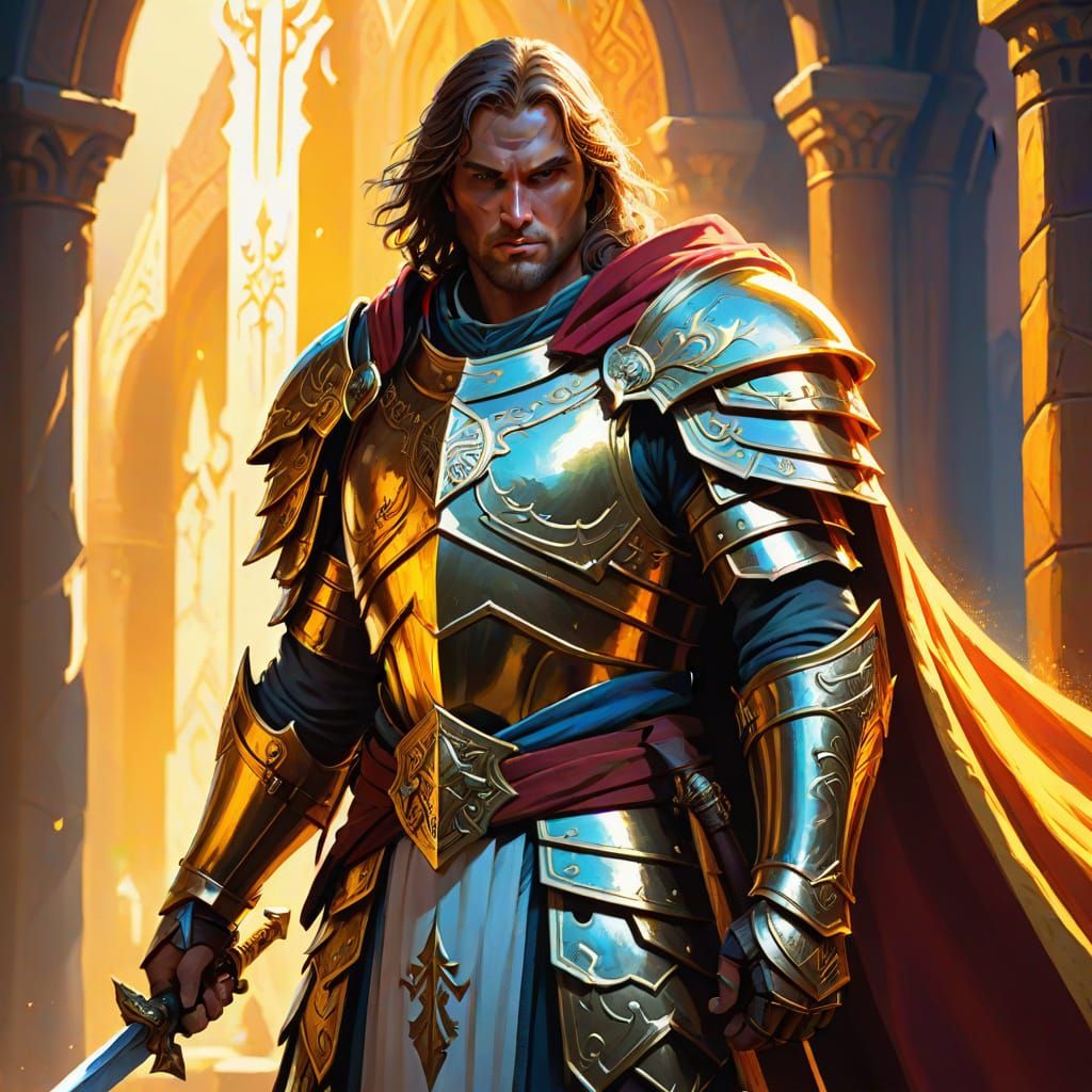 Heroic Paladin Concept Art in Golden Light
