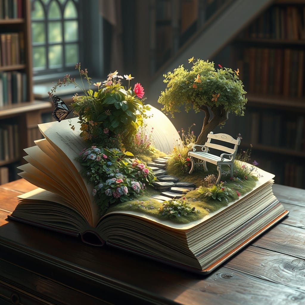 Enchanted Secret Garden in Whimsical Digital Painting