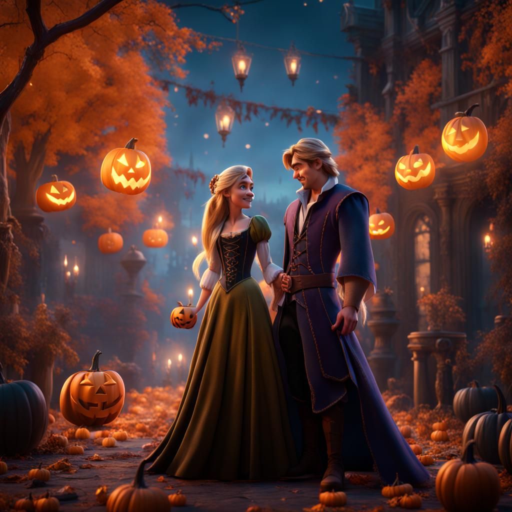 Rapunzel and Flynn Rider Celebrate Halloween