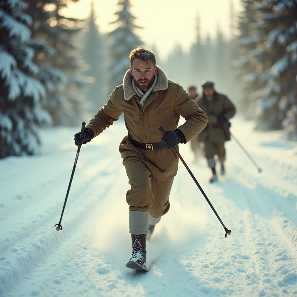 Simo Häyhä's Epic Ski Escape in Cinematic Style