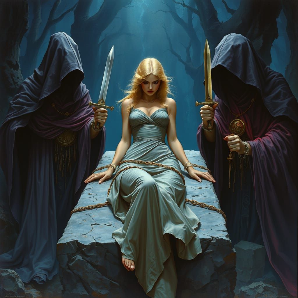 Mystical Sacrifice: Dark Fantasy Illustration in 8k