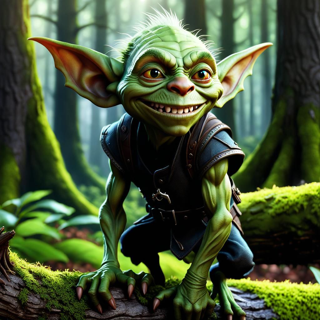 Mischievous Goblin Thief in Mystical Forest