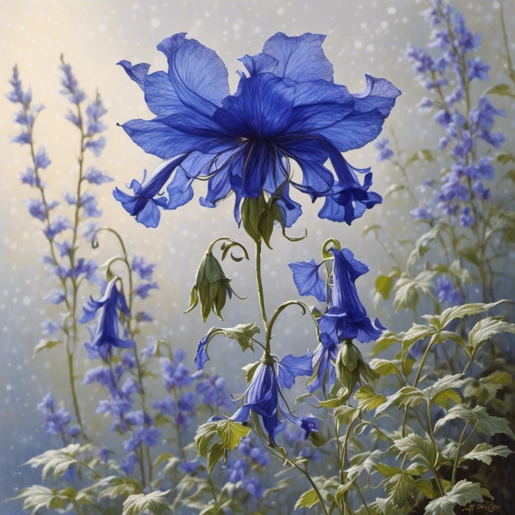 Lace Bellflower Backlit by Rising Sun