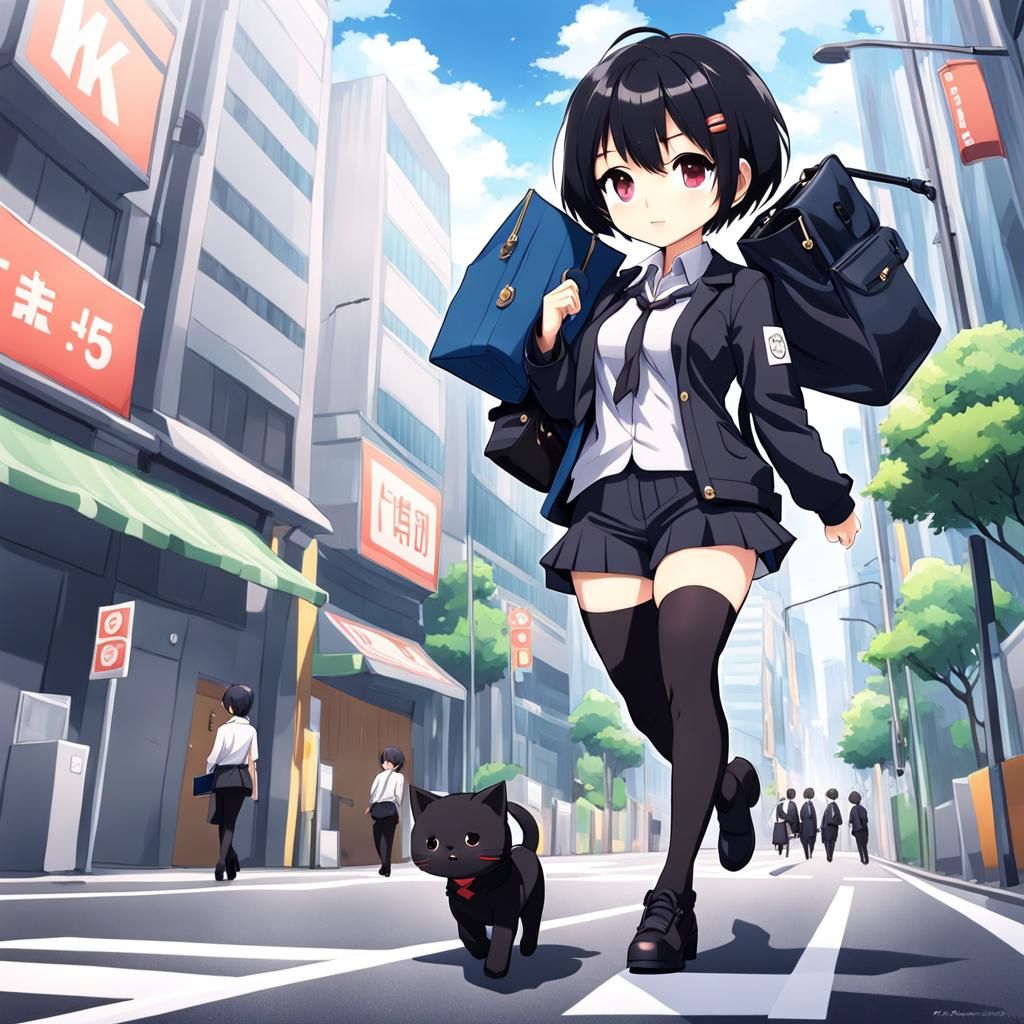 Anime Chibi of Girl Going to Work