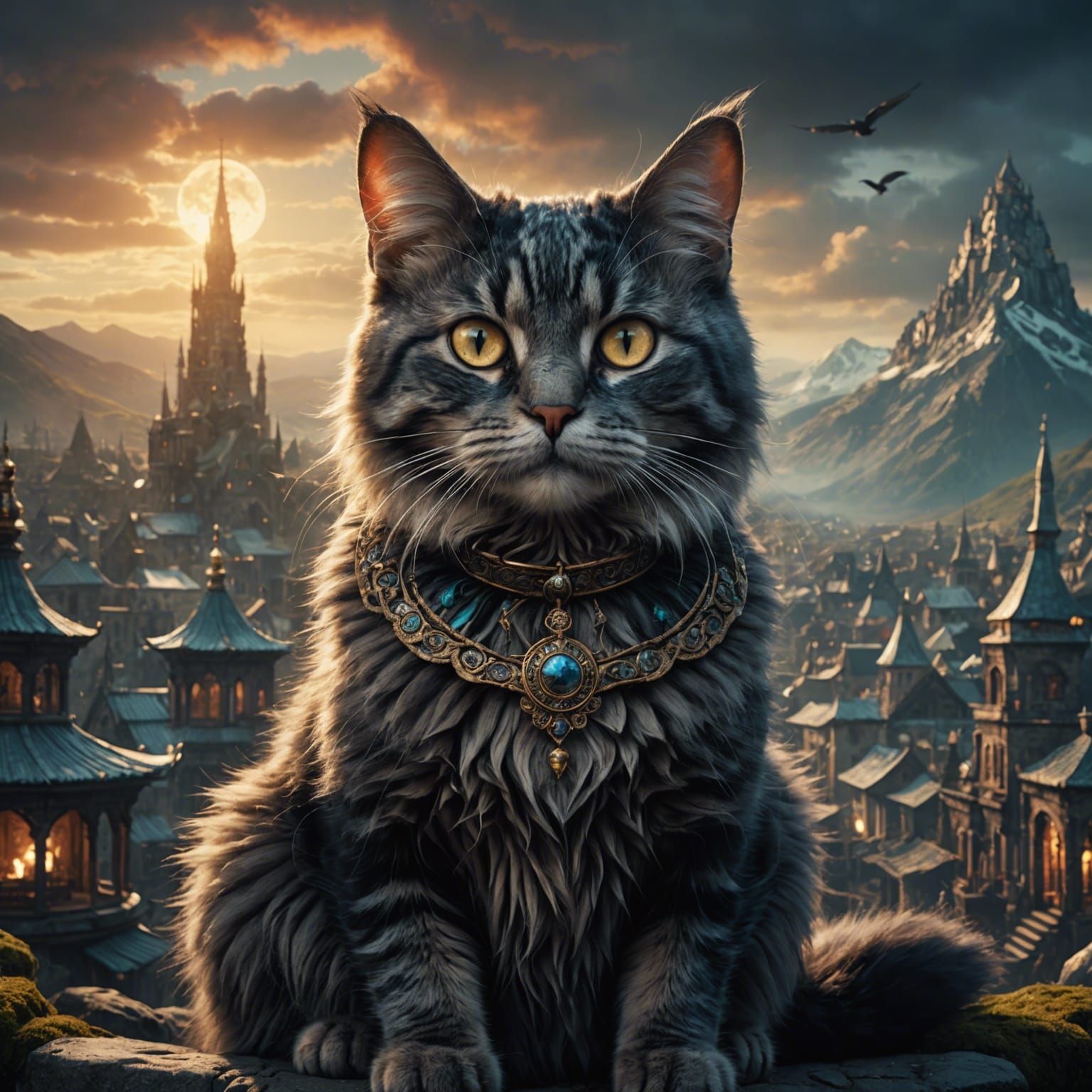 Mystic Cat: Epic Digital Matte Painting