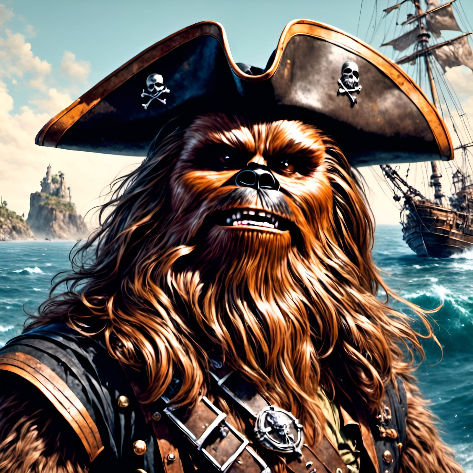 Chewbacca as Pirate Captain in Graffiti Style