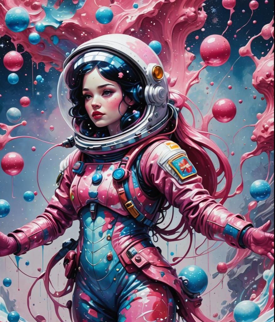 Snow White as Space Mermaid in Graffiti Art