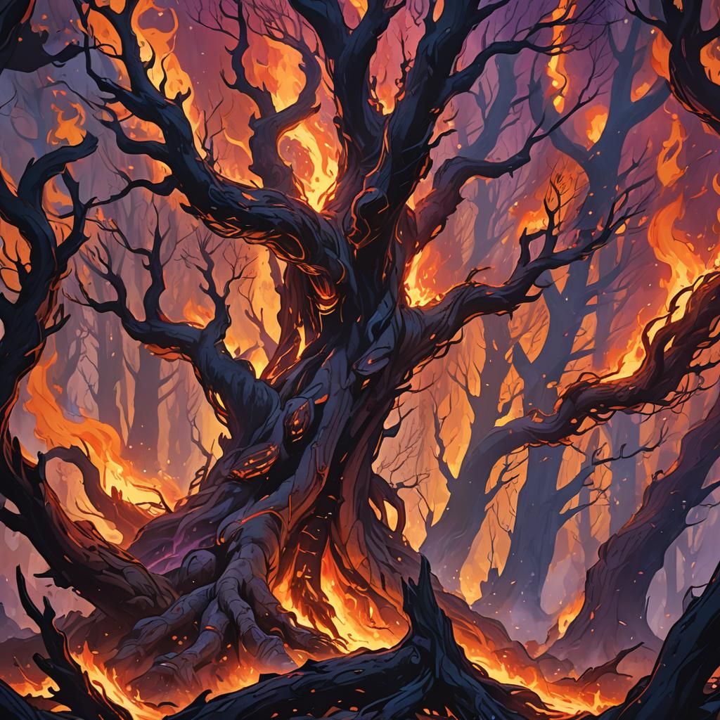 Inferno Rages Through Ancient Mystical Forest