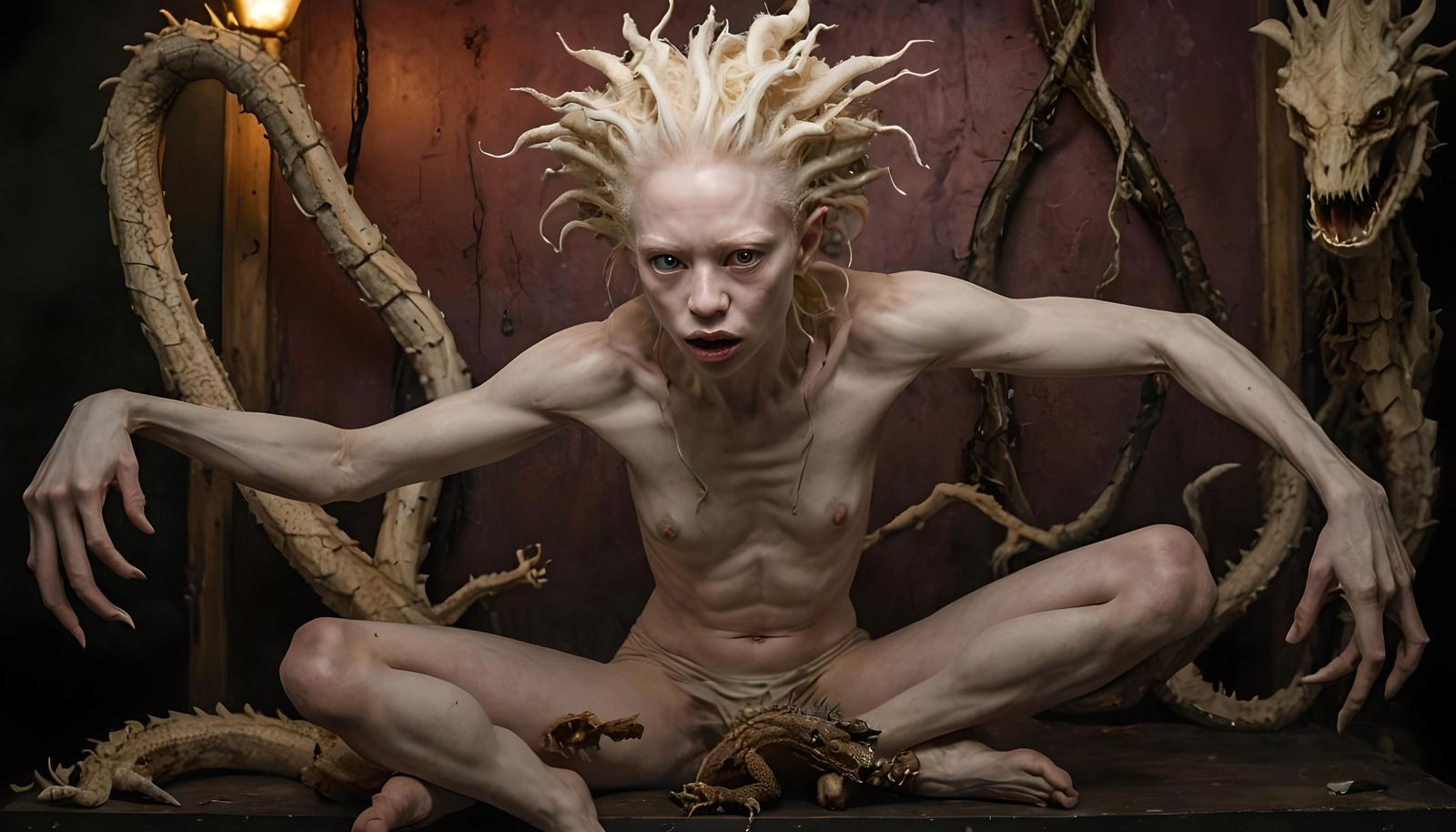 Albino Contortionist at Cryptid Taxidermy Museum