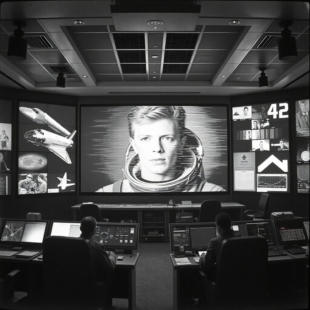 Glitched Portrait of David Bowie in Space, Digital Art