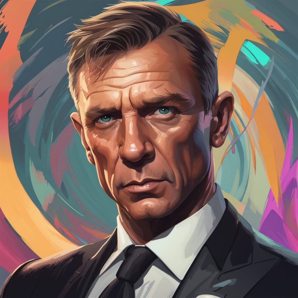 James Bond Portrait in Hyperdetailed Digital Art