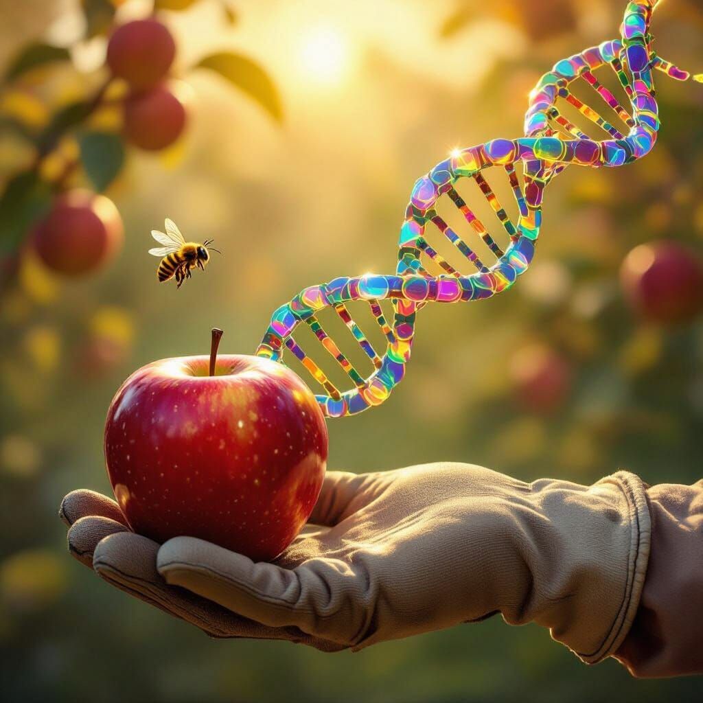 DNA Connects Apple and Beekeeper's Hand in Surreal Digital P...