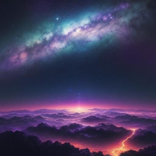 Anime Galaxy Landscape in Cel-Shaded Style