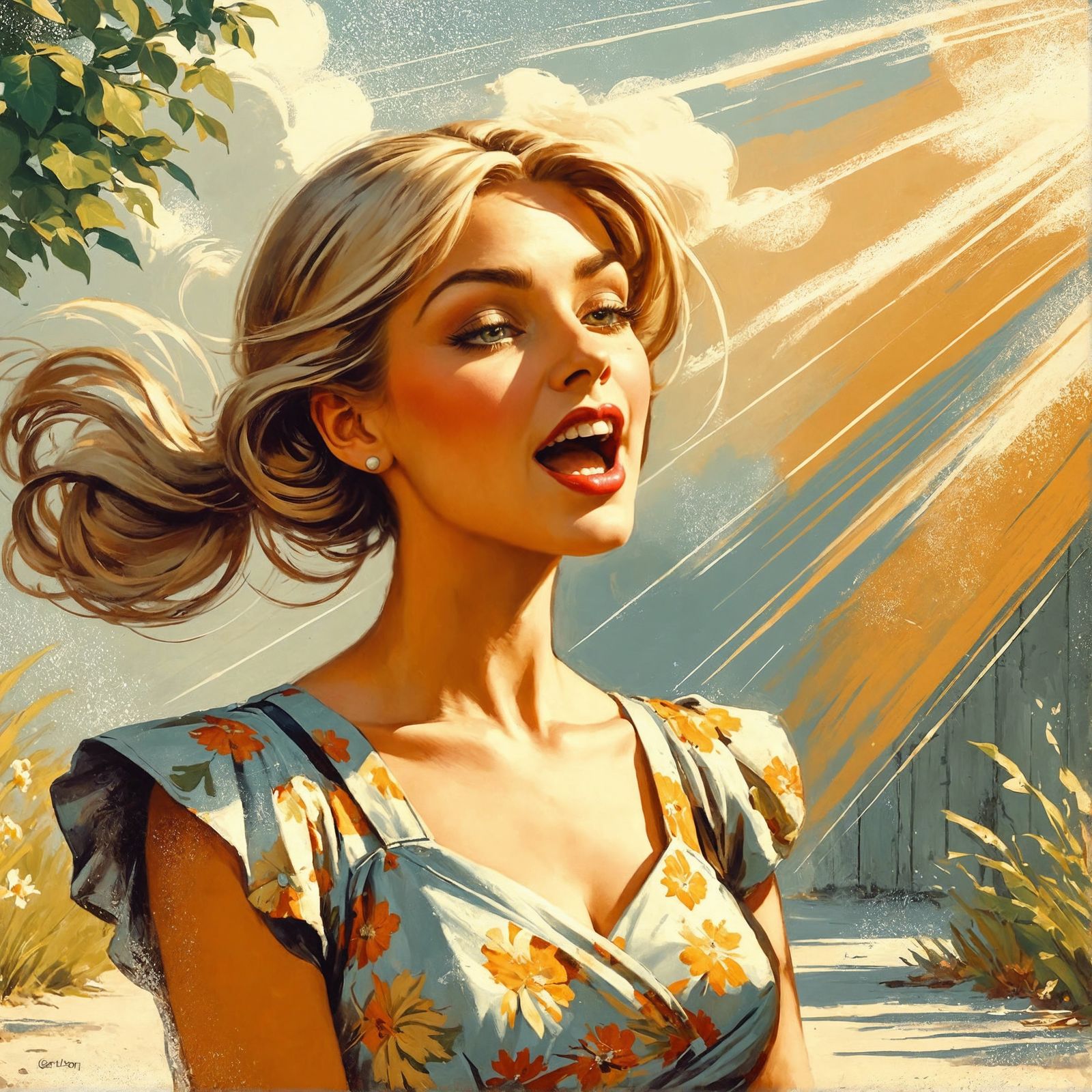 Expressive Woman in Mid-Century American Illustration