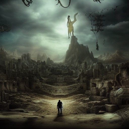 Post-Apocalyptic Eden with Anubis Watchers in Hyperrealism