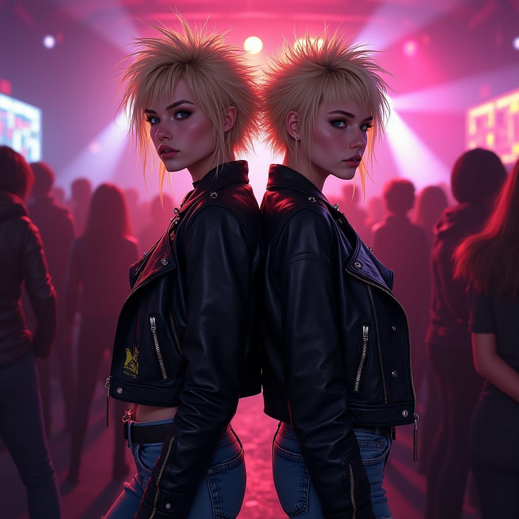 Punk Rock Midnight: Hyperrealistic Biker Women in Club