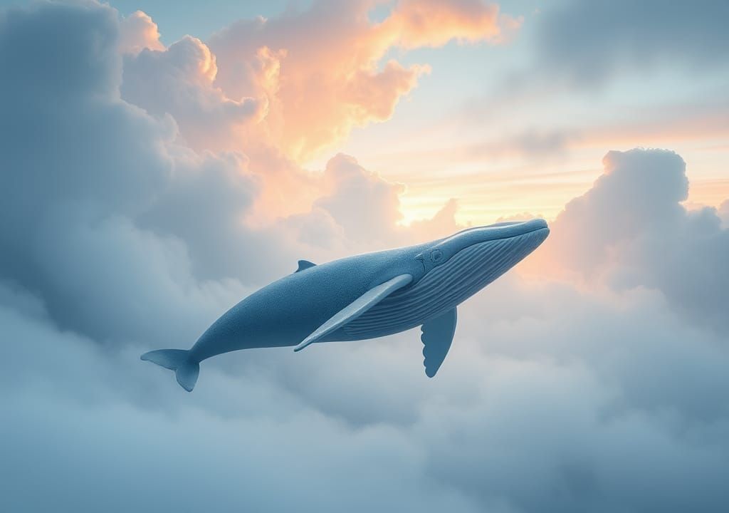 Whale Emerges From Clouds in Soft Colors