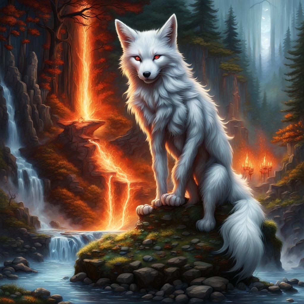 Kitsune in Stormy Night: Fantasy Concept Art