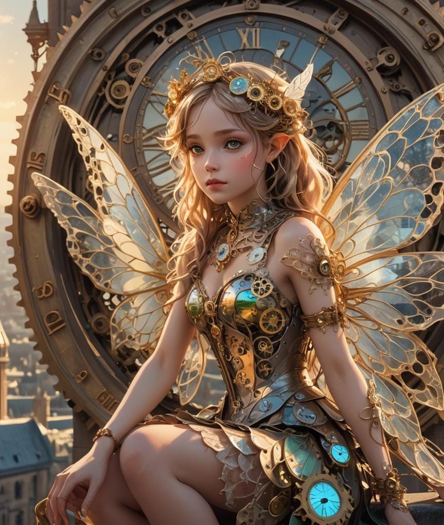 Fairy on London Clock Tower: Whimsical Scene
