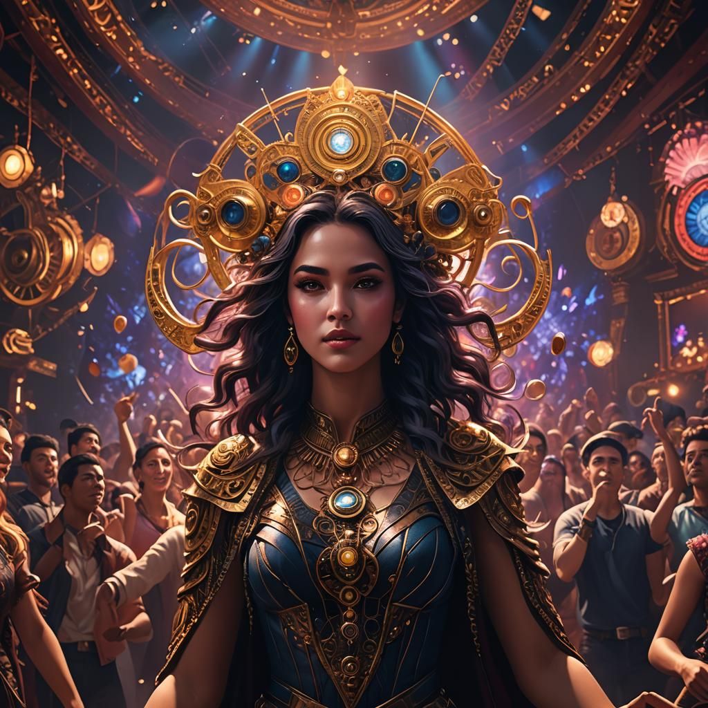 Hypnotic Stage Performance in Detailed Matte Painting