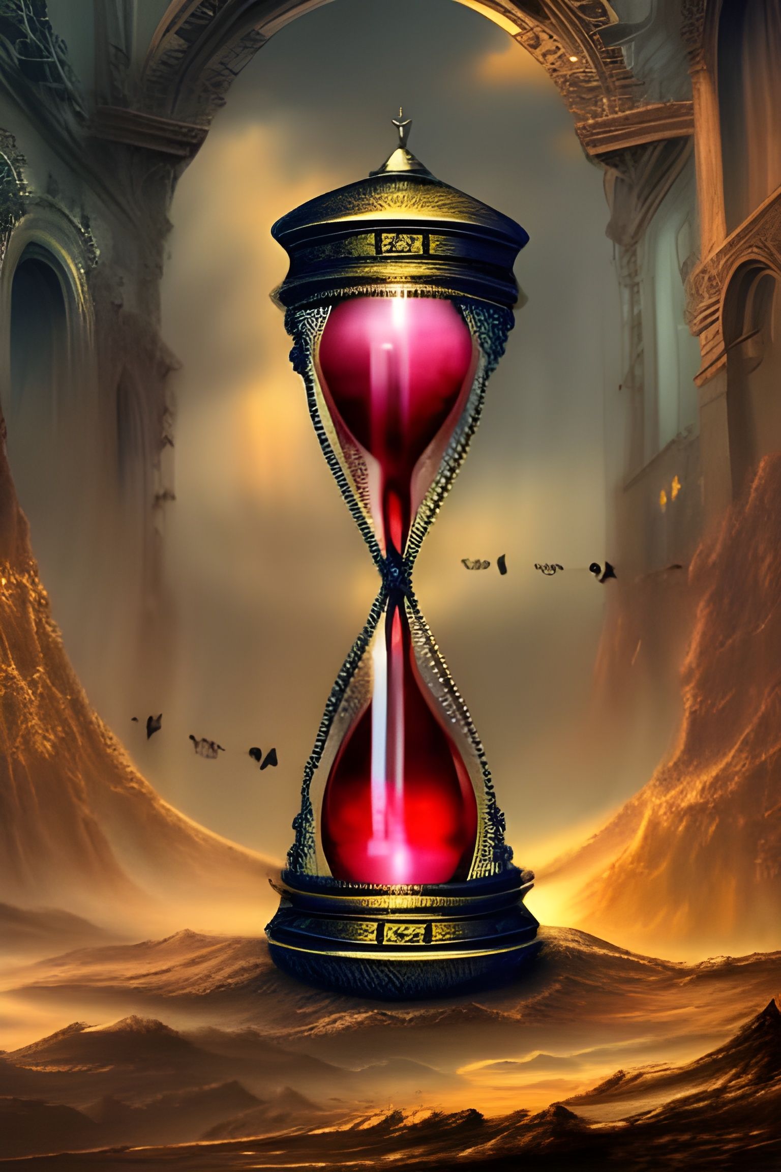 Ornate Hourglass in Detailed Digital Matte Painting