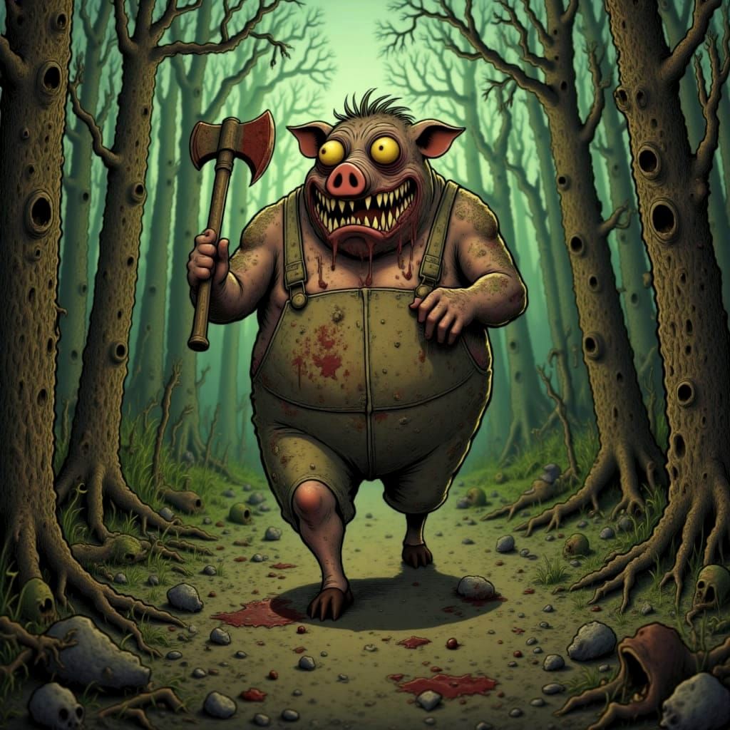 Gruesome Pig Mask Man Chases Through Forest