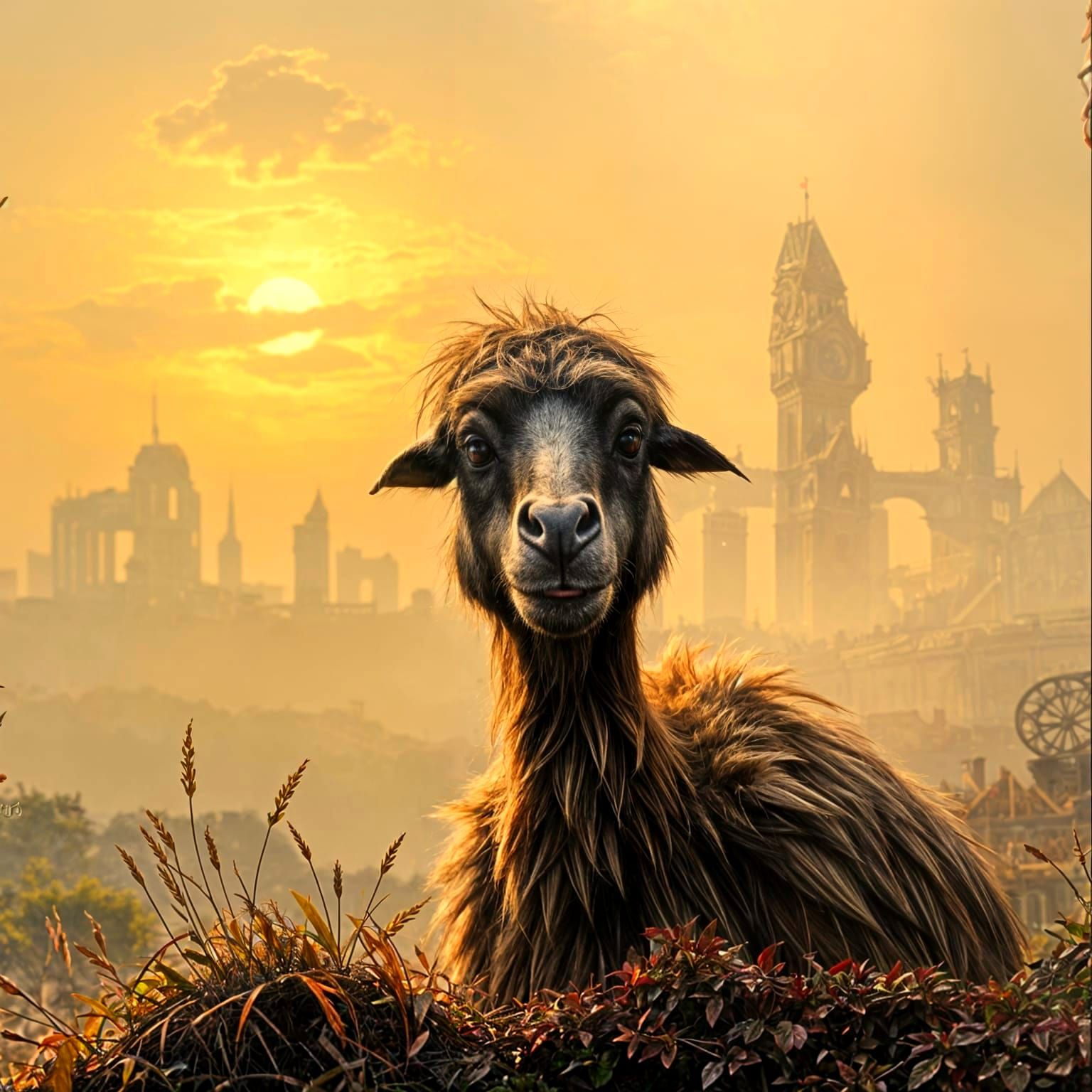 A Weathered Vulture Contemplates the Cityscape