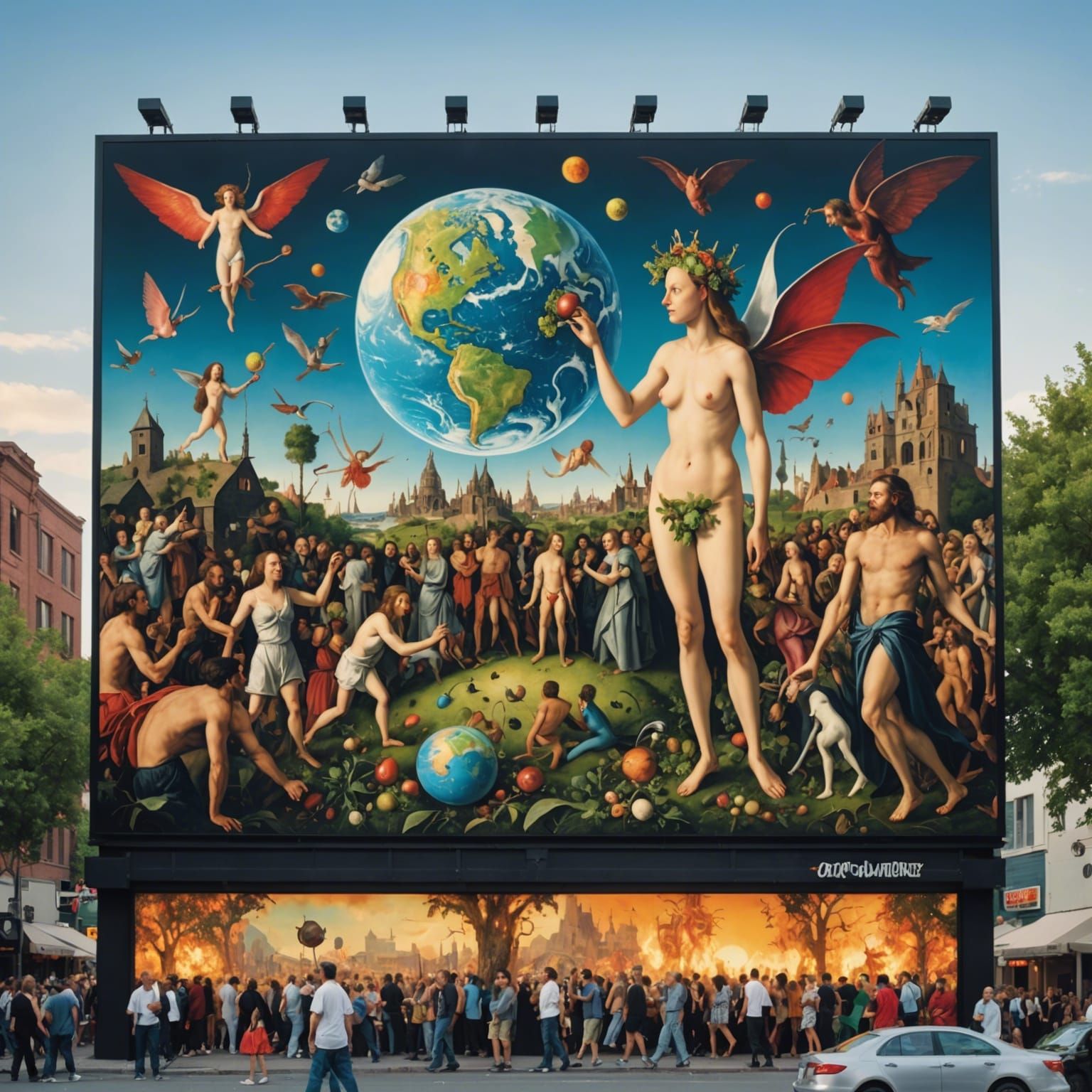 Pop Surrealist Earth and Hell Billboard by Ron English