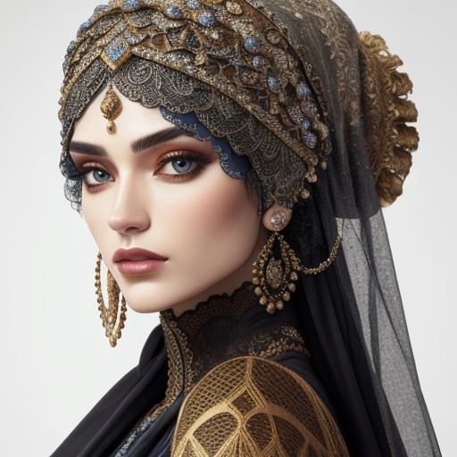 Intricate Dramatic Head Covering in High Definition