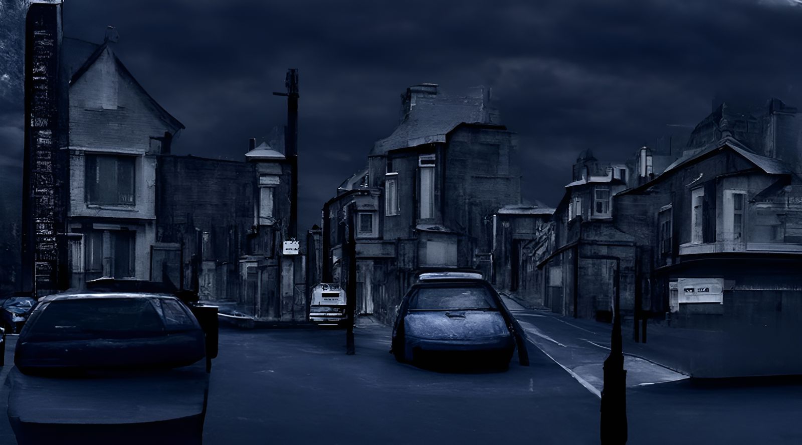 Gloomy Dark Street Cityscape
