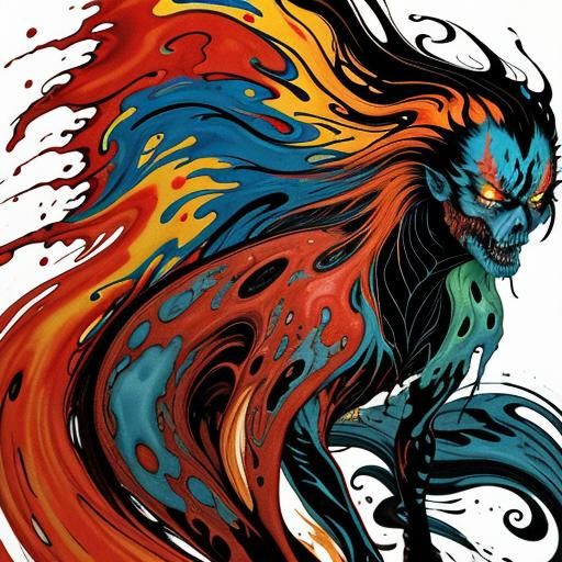 Terrifying Shadow Monster in Liquid Ink