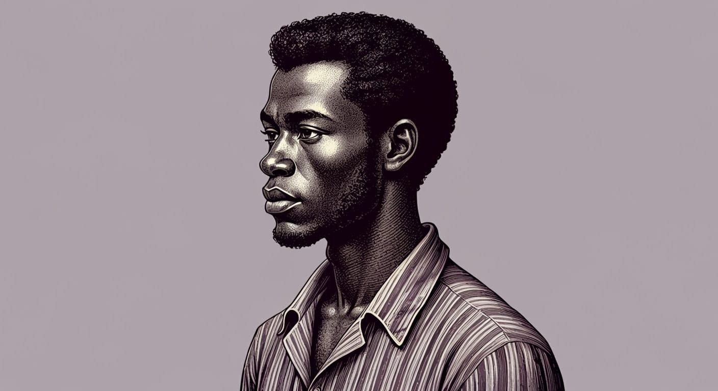 Engraved Portrait of Young Man in 1870s Style