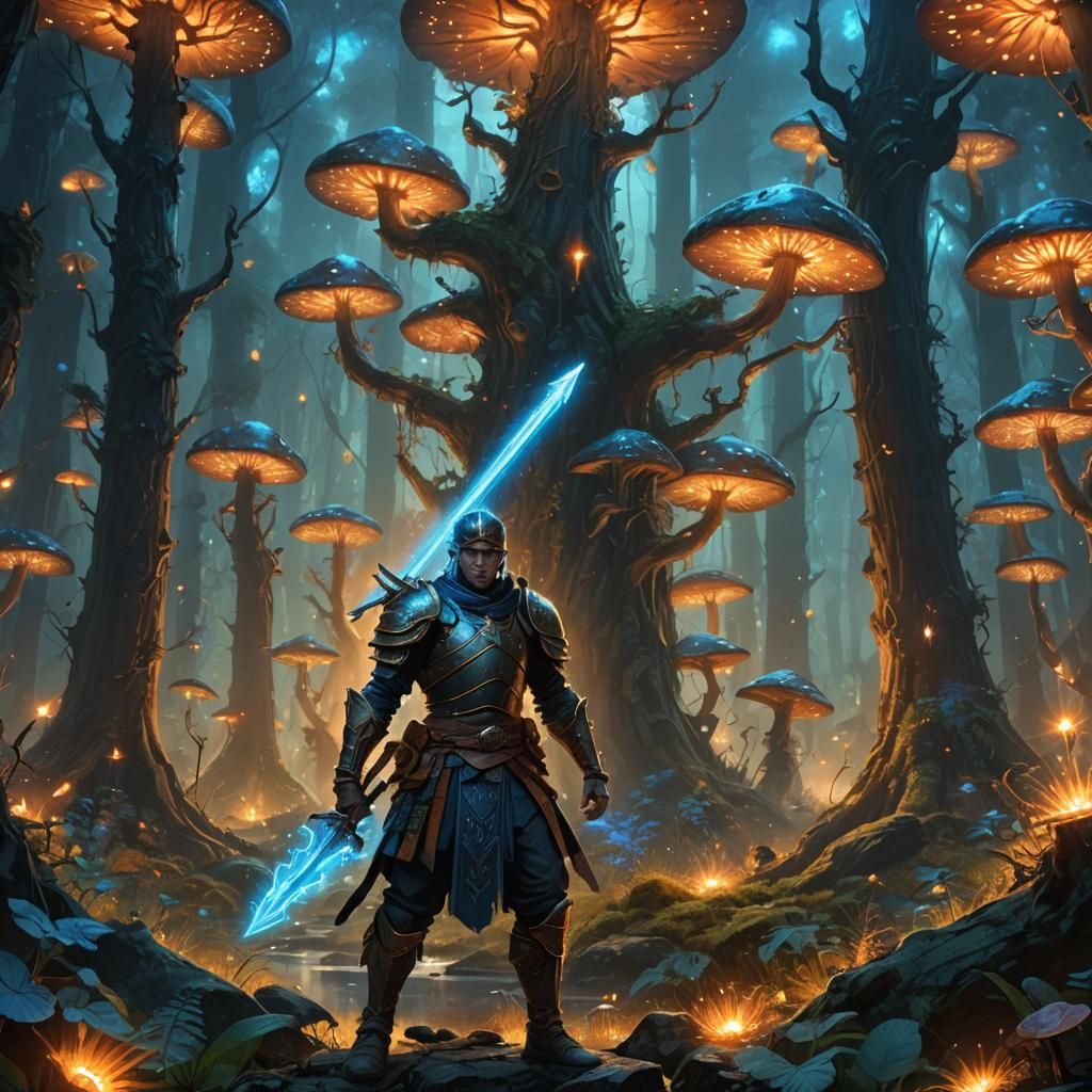 Mystical Forest Warrior in Vibrant Splash Art