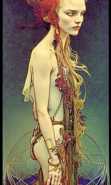 High Priestess Tarot Card in Art Nouveau Style