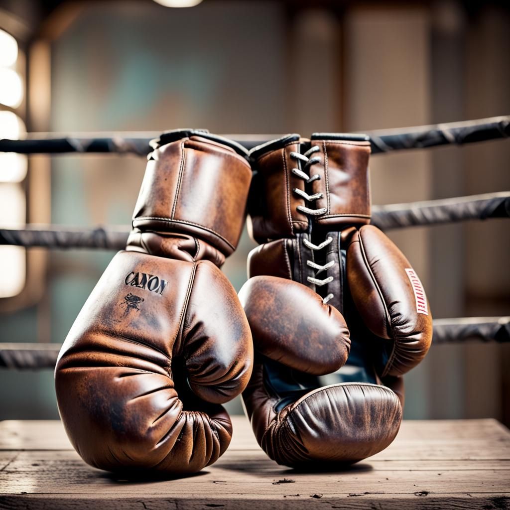 Tattered Boxing Gloves in Sharp Focus