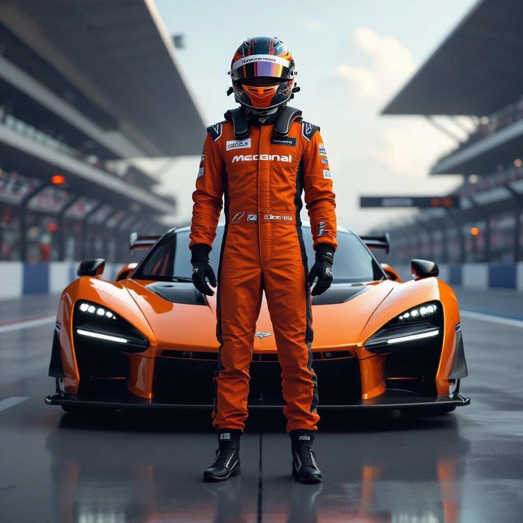McLaren Senna Driver on Racetrack in Futuristic Style